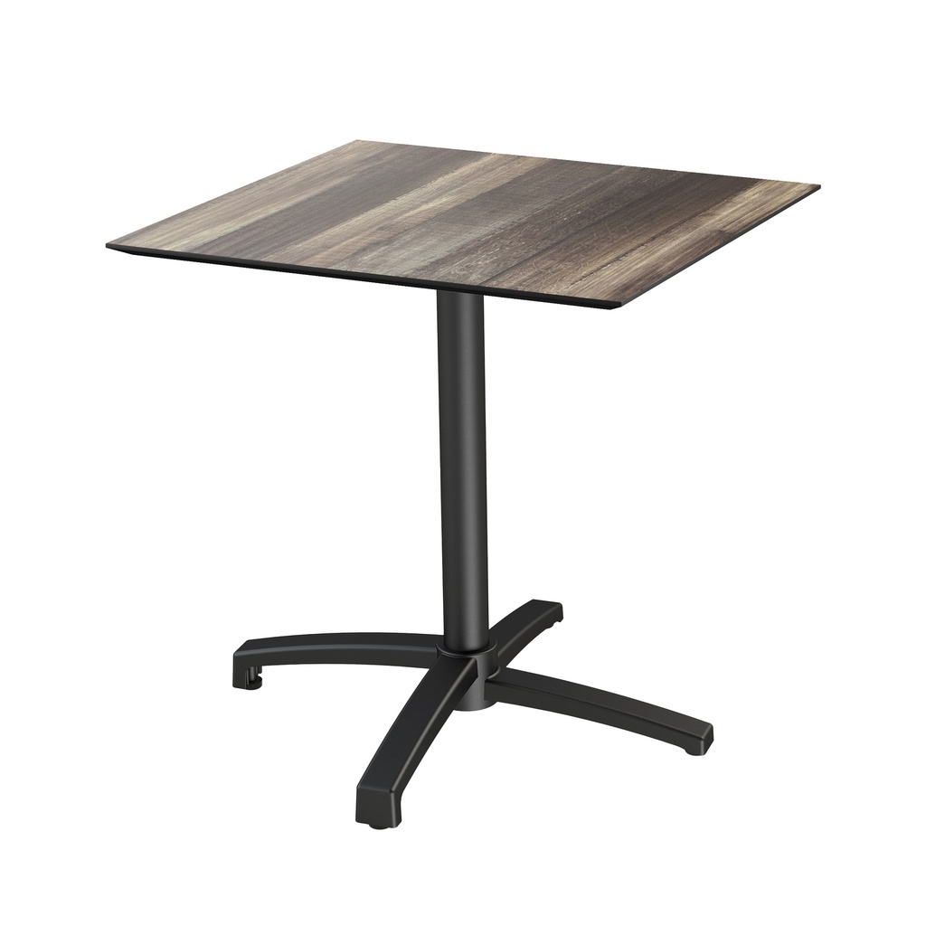 X Cross Bistro Table (Black-Tropical Wood HPL) 70x70 cm