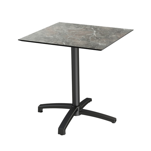 [110031577] X Cross Bistro Table (Black-Galaxy Marble HPL) 70x70 cm