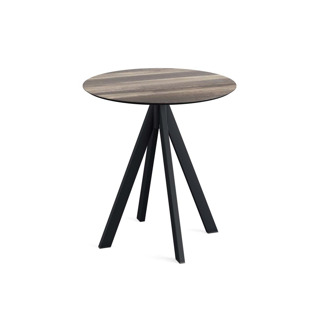 Infinity Terrace Table Black Frame - Tropical Wood HPL Ø70 cm