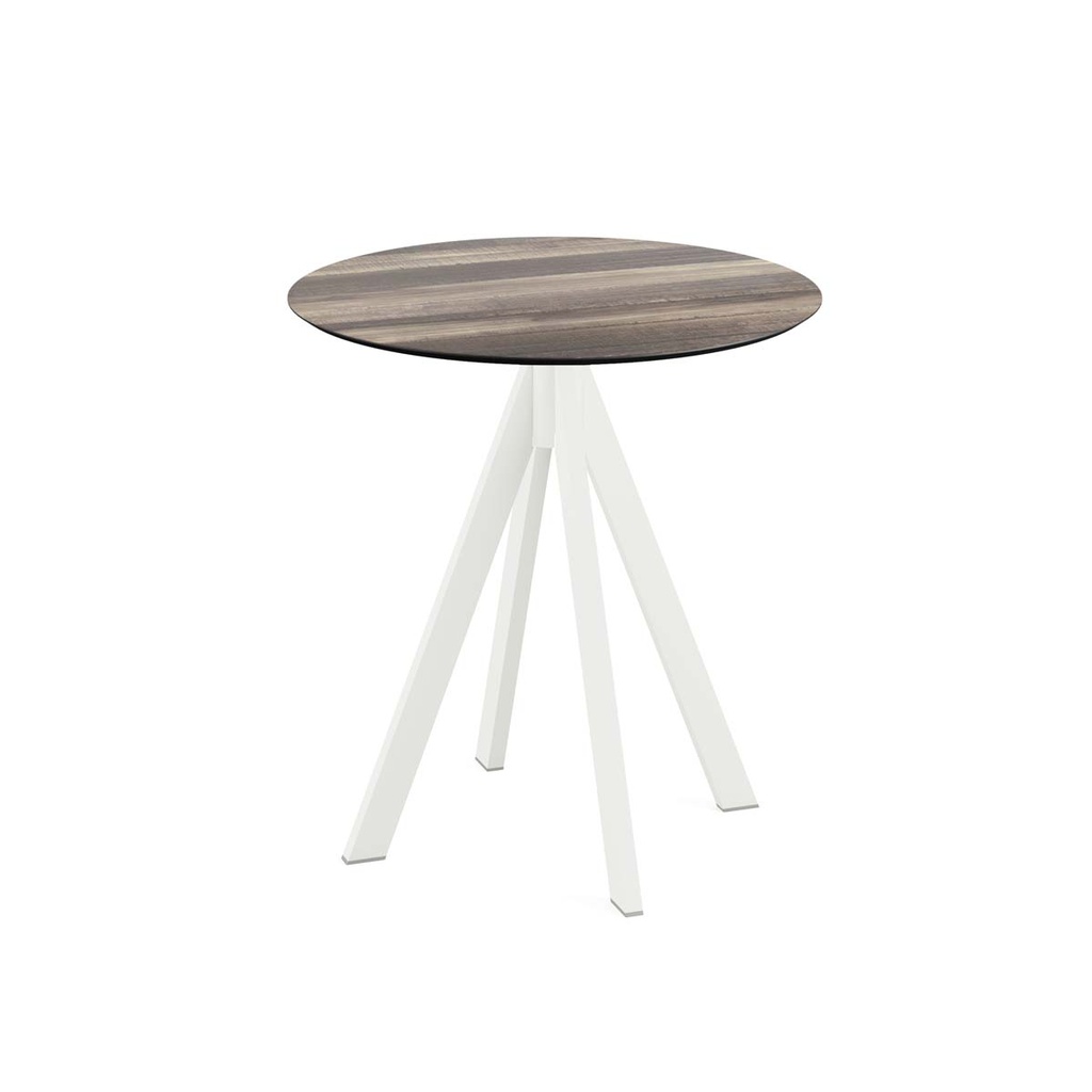 Infinity Terrace Table White Frame - Tropical Wood HPL Ø70 cm