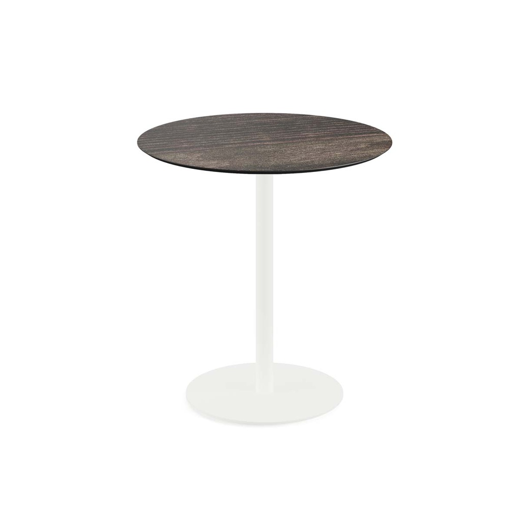 Urban Terrace Table White Frame - Riverwashed Wood HPL Ø70 cm