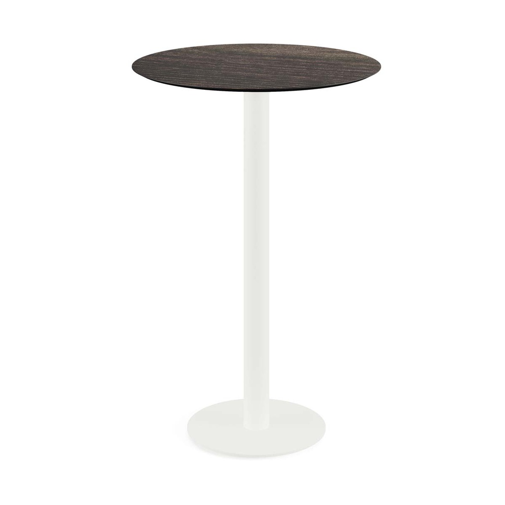 Urban Standing Table White Frame - Riverwashed Wood HPL Ø70 cm