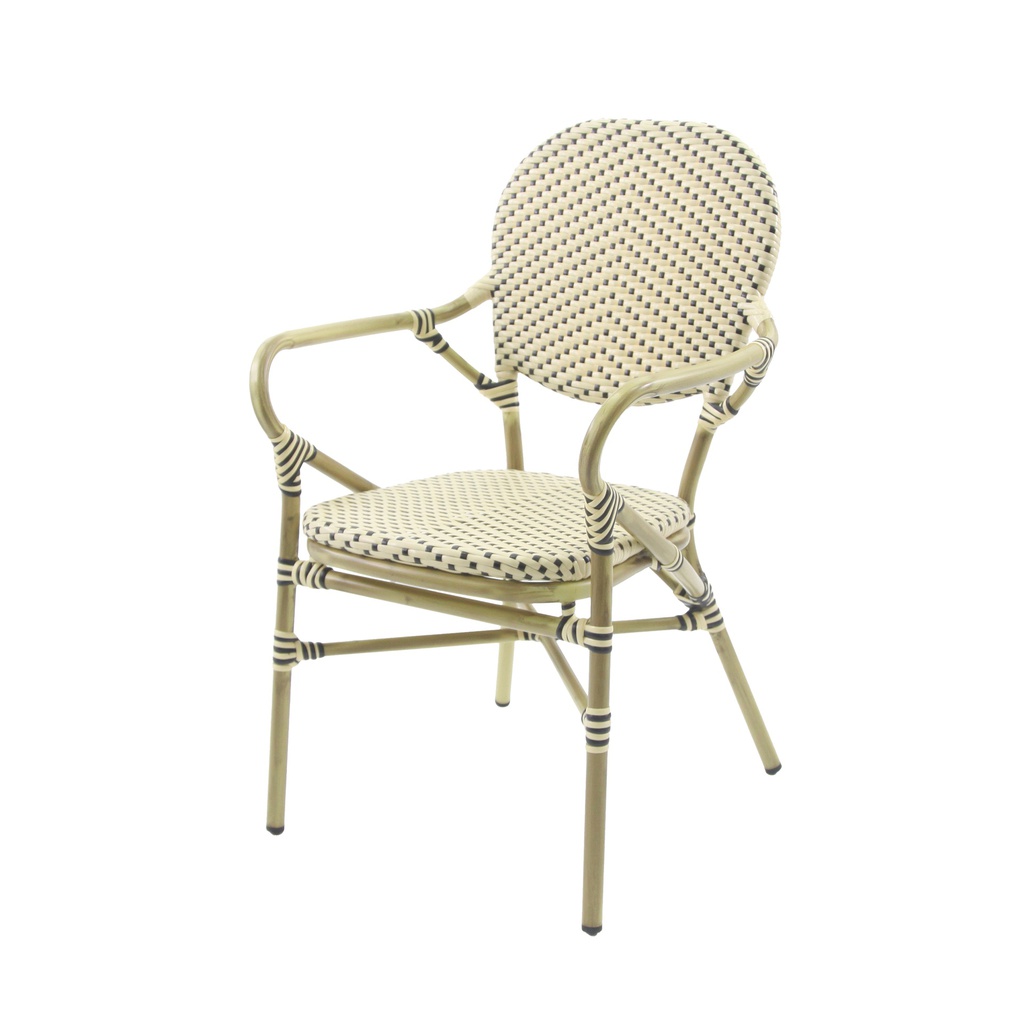 Tango Rattan Chair - Bamboo/White-Black
