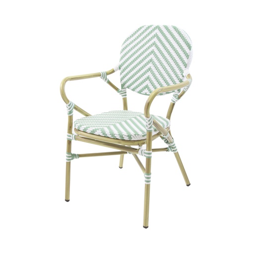 [56351] Tango Rattan Chair - Bamboo/White-Pastel Green