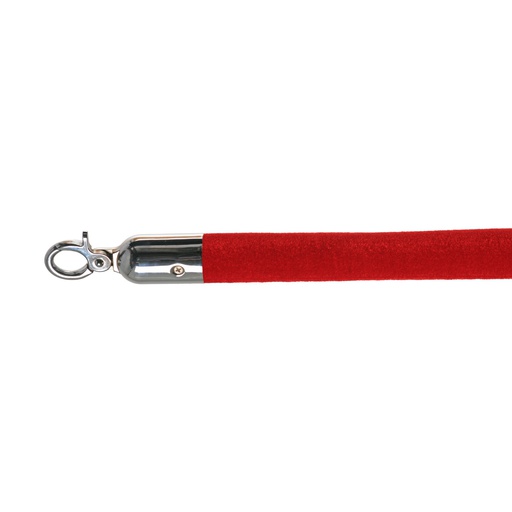[10103RC] Corde velours rouge pour potelet, raccord RVS
