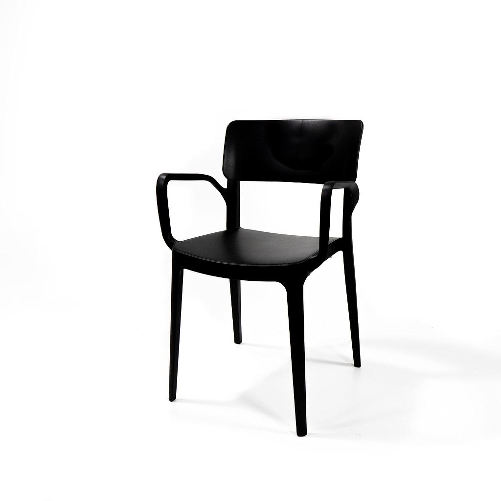 [50920] Wing chaise en plastique empilable avec accoudoirs Noir