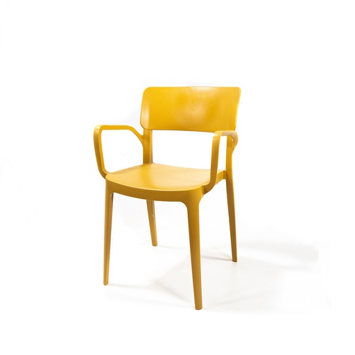 [50922] Wing chaise en plastique empilable avec accoudoirs Jaune moutarde