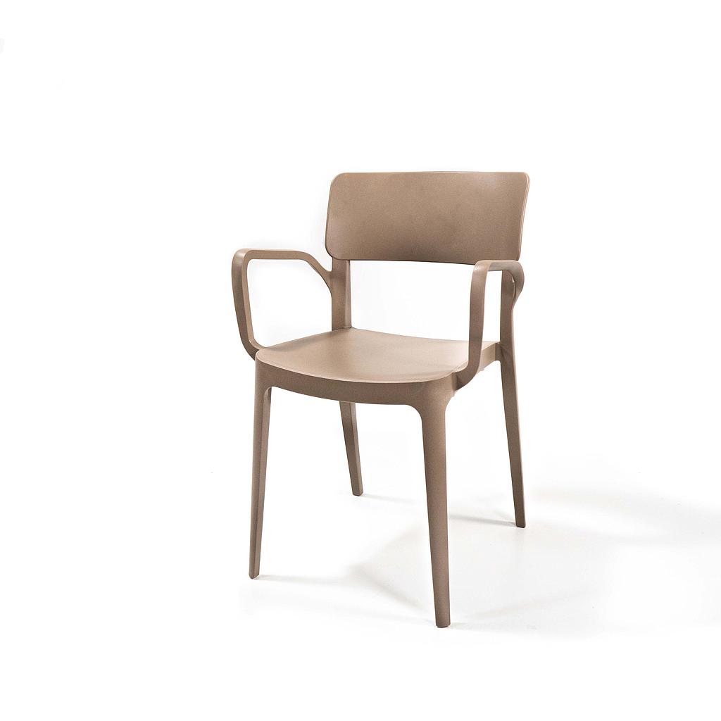 [50923] Wing chaise en plastique empilable avec accoudoirs Beige sable