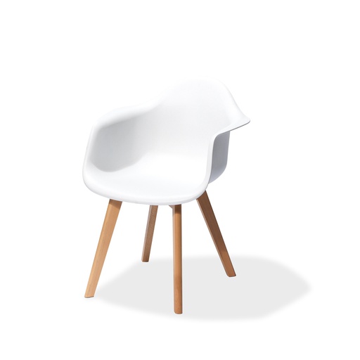 [505F02SW] Keeve Stack Chair with armrest Light Brown - White