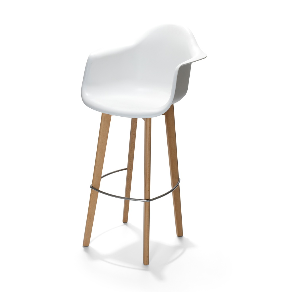 Keeve Bar Stool with armrest Light Brown - White