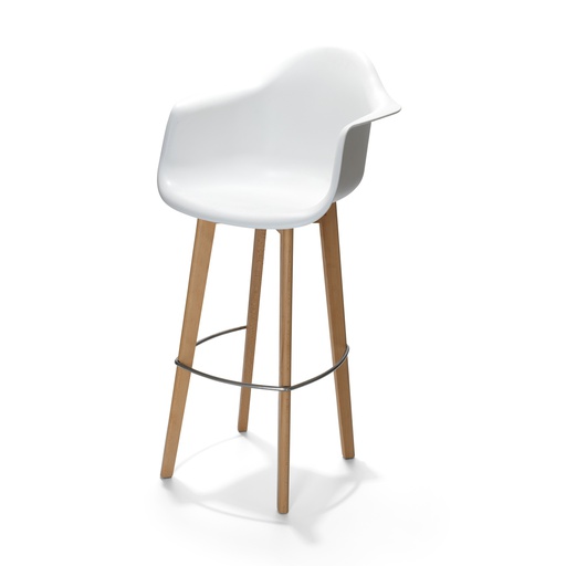 [506F02SW] Keeve Bar Stool with armrest Light Brown - White