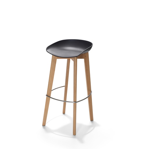 [506F03SB] Keeve Bar Stool Low Seat Light Brown - Black