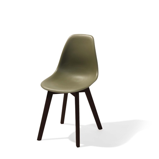 [505FD01SDG] Keeve Stack Chair without armrest Dark Brown - Green