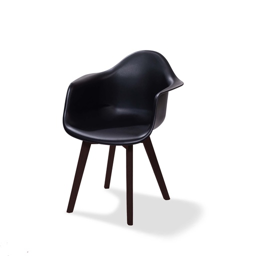 [505FD02SB] Keeve Stack Chair with armrest Dark Brown - Black