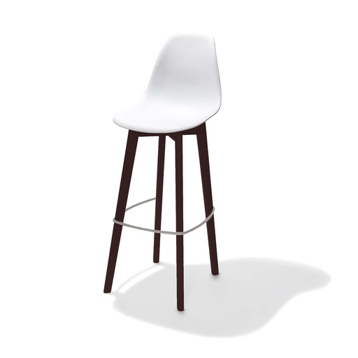 [506FD01SW] Keeve Bar Chair without armrest Dark Brown - White