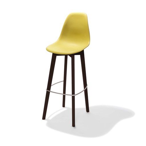 [506FD01SY] Keeve Bar Chair without armrest Dark Brown - Yellow