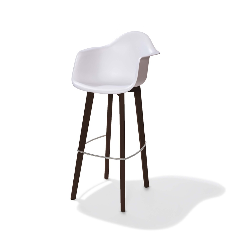 Keeve Bar Stool with armrest Dark Brown - White