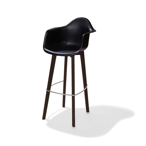 [506FD02SB] Keeve Bar Stool with armrest Dark Brown - Black
