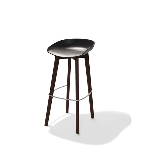 [506FD03SB] Keeve Bar Chair Low Seat Dark Brown - Black