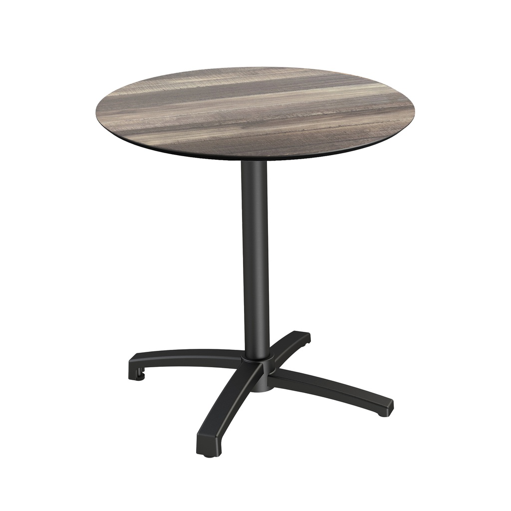 X Cross Bistro Table (Black-Tropical Wood HPL) Ø70 cm