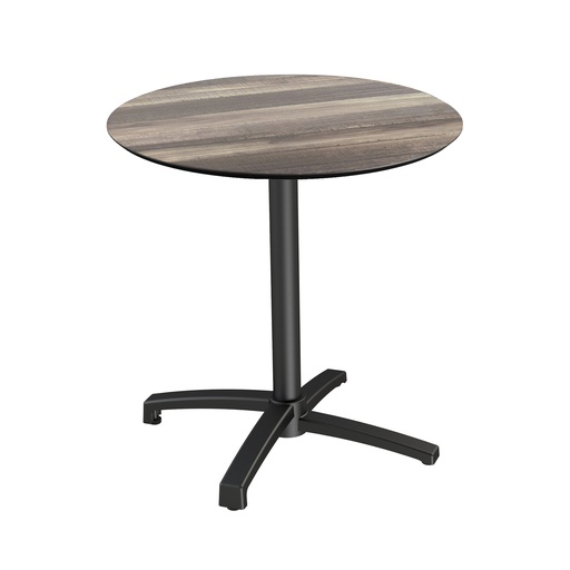[110031270] X Cross Bistro Table (Black-Tropical Wood HPL) Ø70 cm