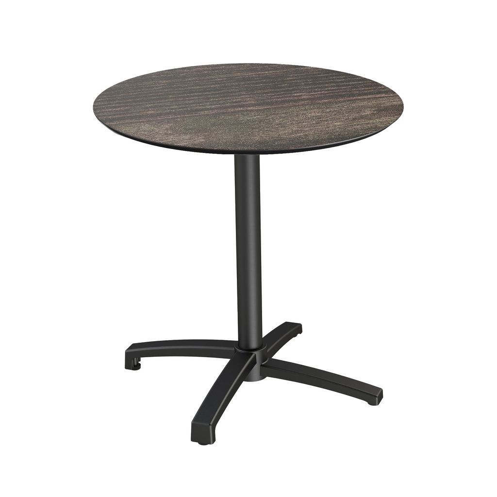 X Cross Bistro Table (Black-Riverwashed Wood HPL) Ø70 cm