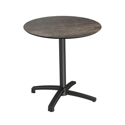 [110031470] X Cross Bistro Table (Black-Riverwashed Wood HPL) Ø70 cm