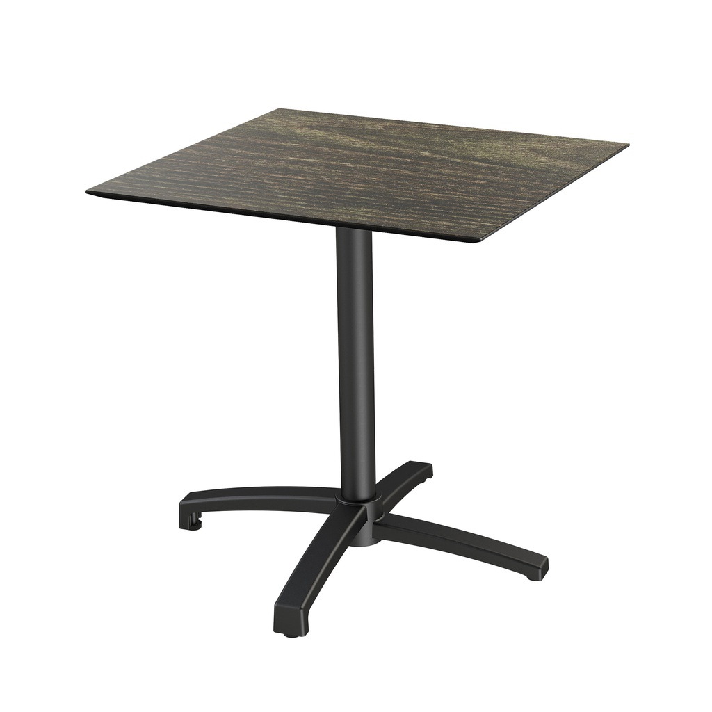 X Cross Bistro Table (Black-Riverwashed Wood HPL) 70x70 cm