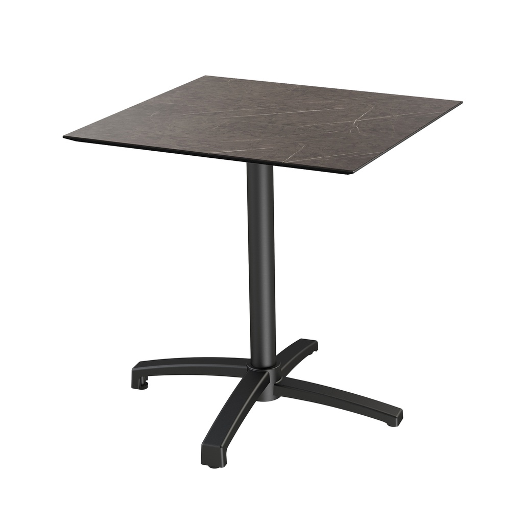 X Cross Bistro Table (Black-Midnight Marble HPL) 70x70 cm