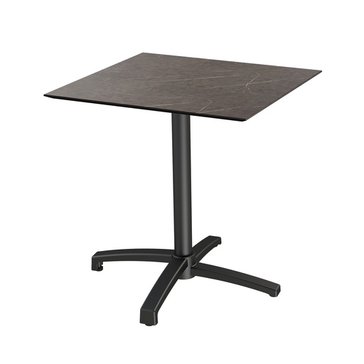 [110031677] X Cross Bistro Table (Black-Midnight Marble HPL) 70x70 cm