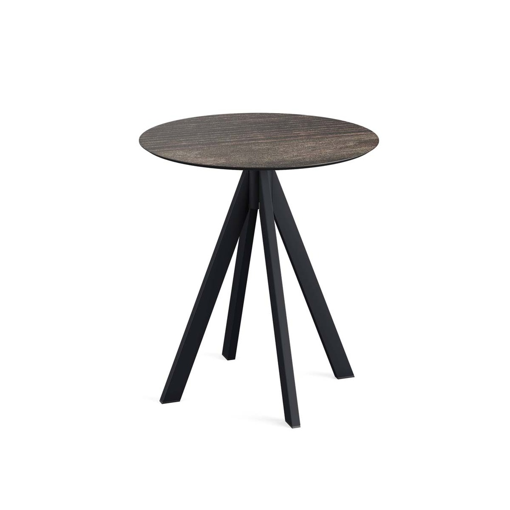 Infinity Terrace Table Black Frame - Riverwashed Wood HPL Ø70 cm