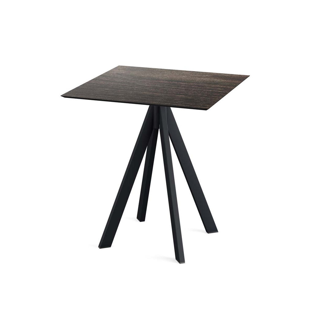 Infinity Terrace Table Black Frame - Riverwashed Wood HPL 70x70 cm