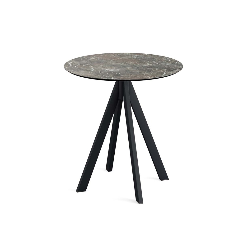 Infinity Terrace Table Black Frame - Galaxy Marble HPL Ø70 cm