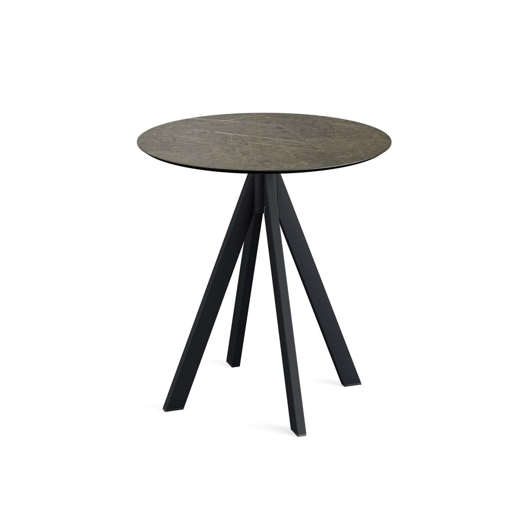 Infinity Terrace Table Black Frame - Midnight Marble HPL Ø70 cm