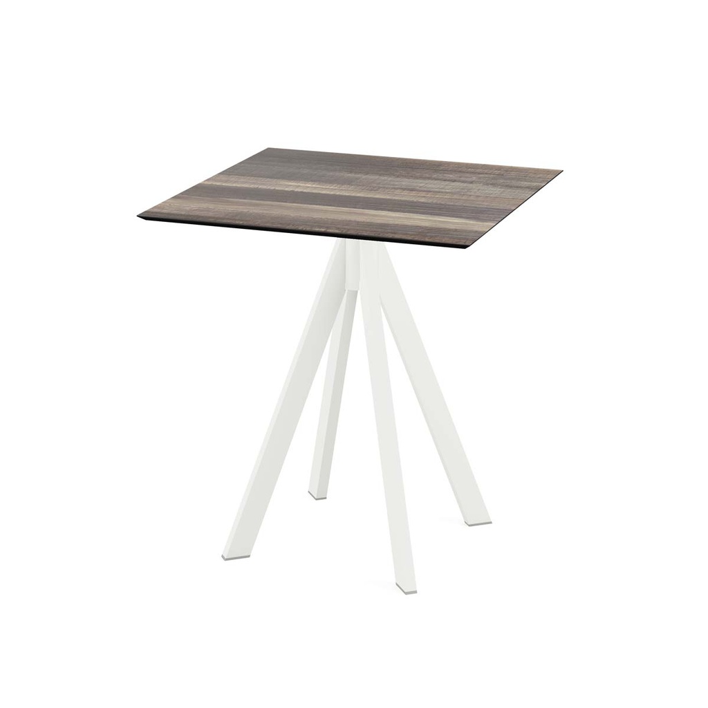 Infinity Terrace Table White Frame - Tropical Wood HPL 70x70 cm