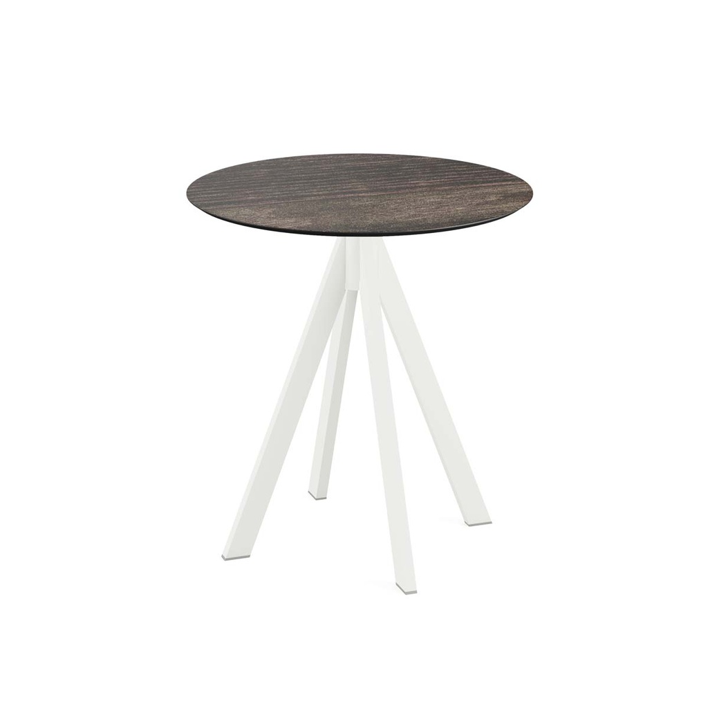 Infinity Terrace Table White Frame - Riverwashed Wood HPL Ø70 cm