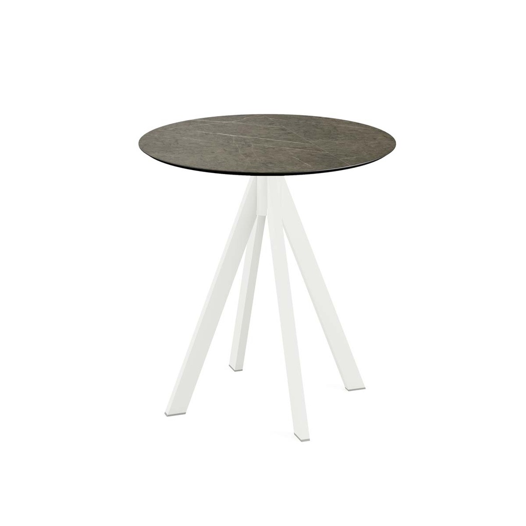 Infinity Terrace Table White Frame - Midnight Marble HPL Ø70 cm