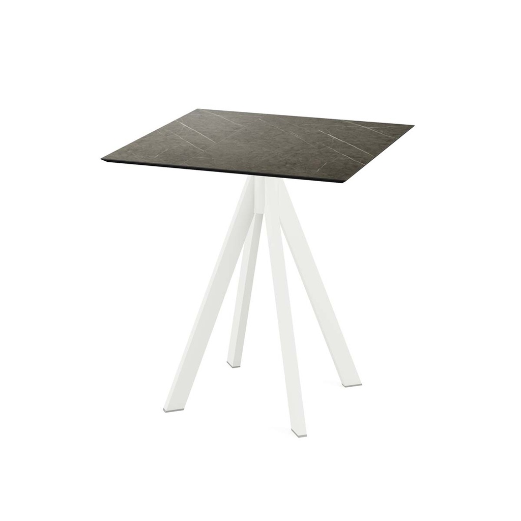 Infinity Terrace Table White Frame - Midnight Marble HPL 70x70 cm