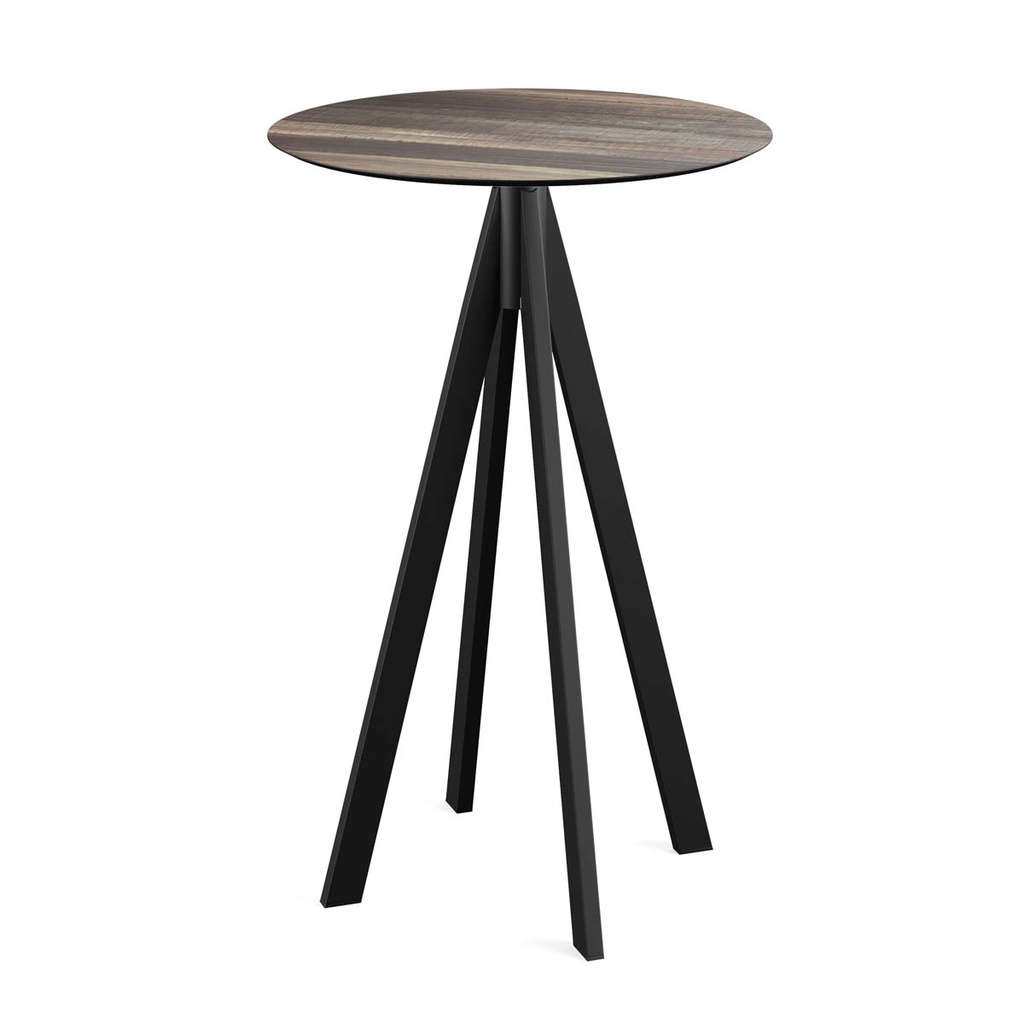Infinity Standing Table Black Frame - Tropical Wood HPL Ø70 cm