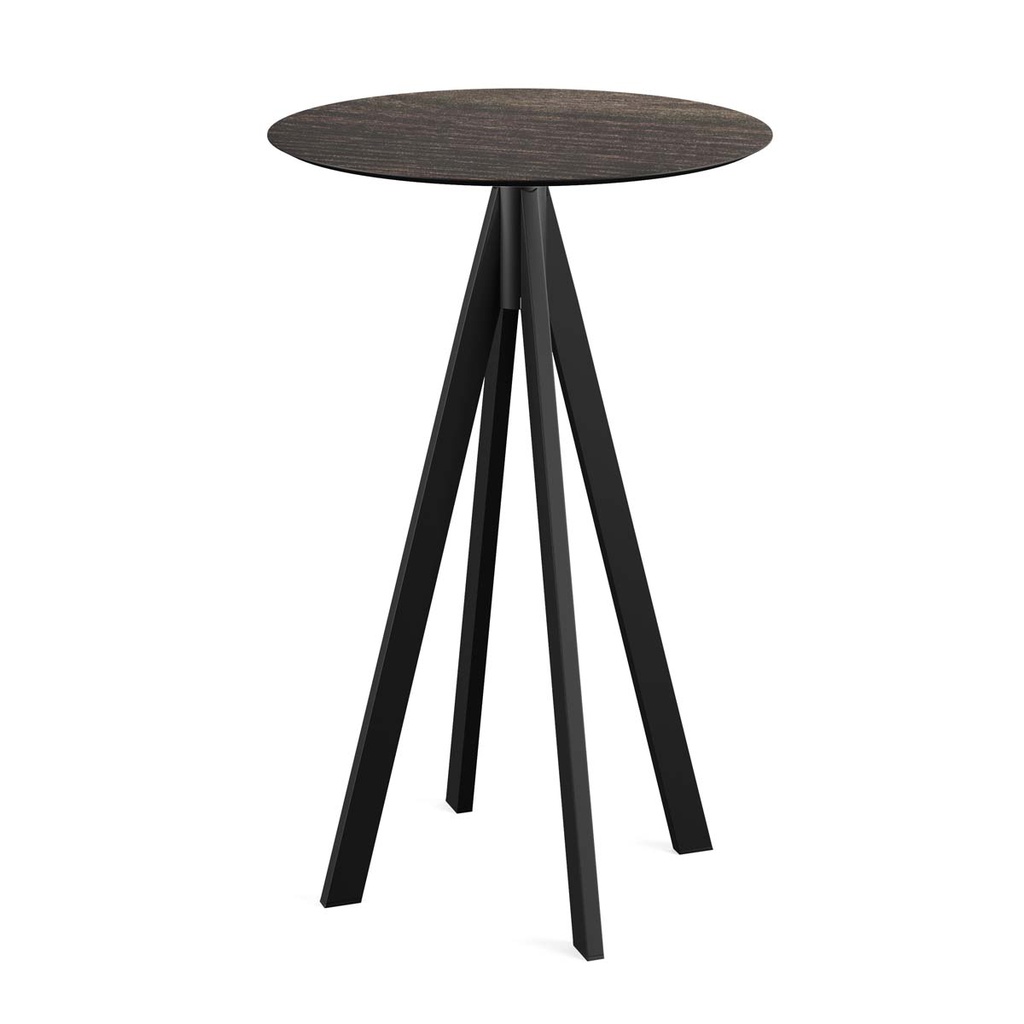 Infinity Standing Table Black Frame - Riverwashed Wood HPL Ø70 cm