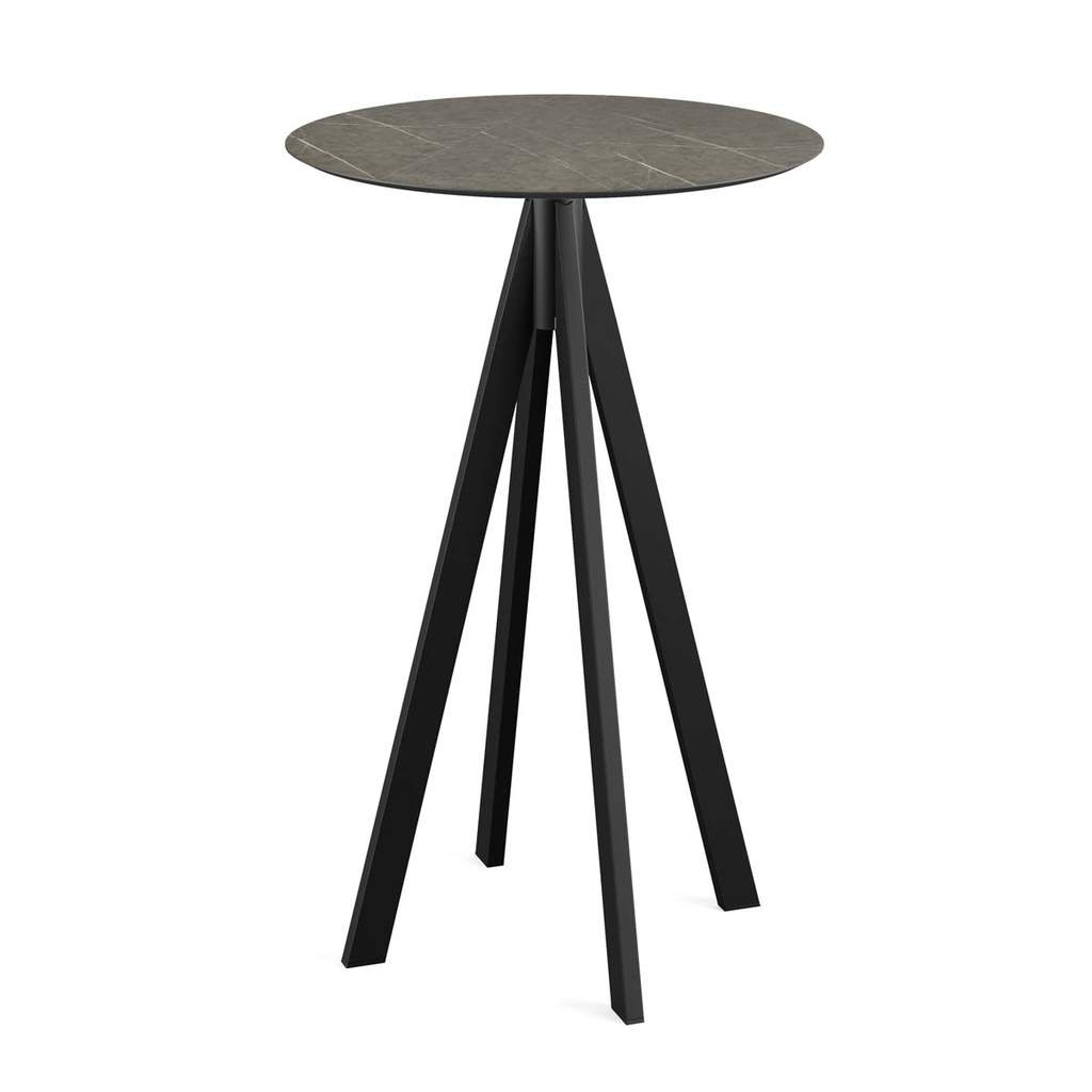 Infinity Standing Table Black Frame - Midnight Marble HPL Ø70 cm