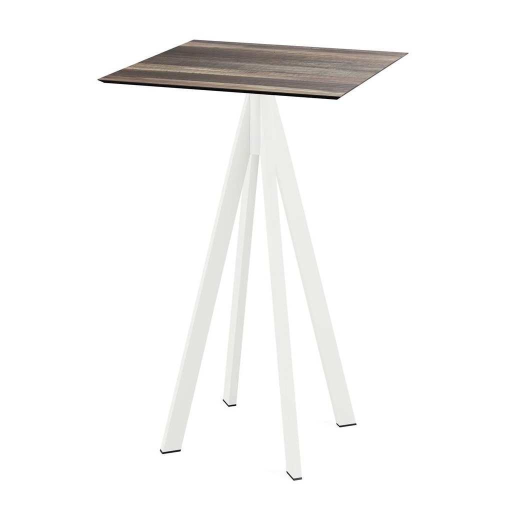 Infinity Standing Table White Frame - Tropical Wood HPL 70x70 cm