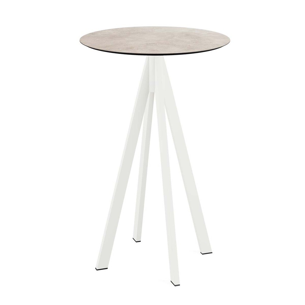 Infinity Standing Table White Frame - Moonstone HPL Ø70 cm