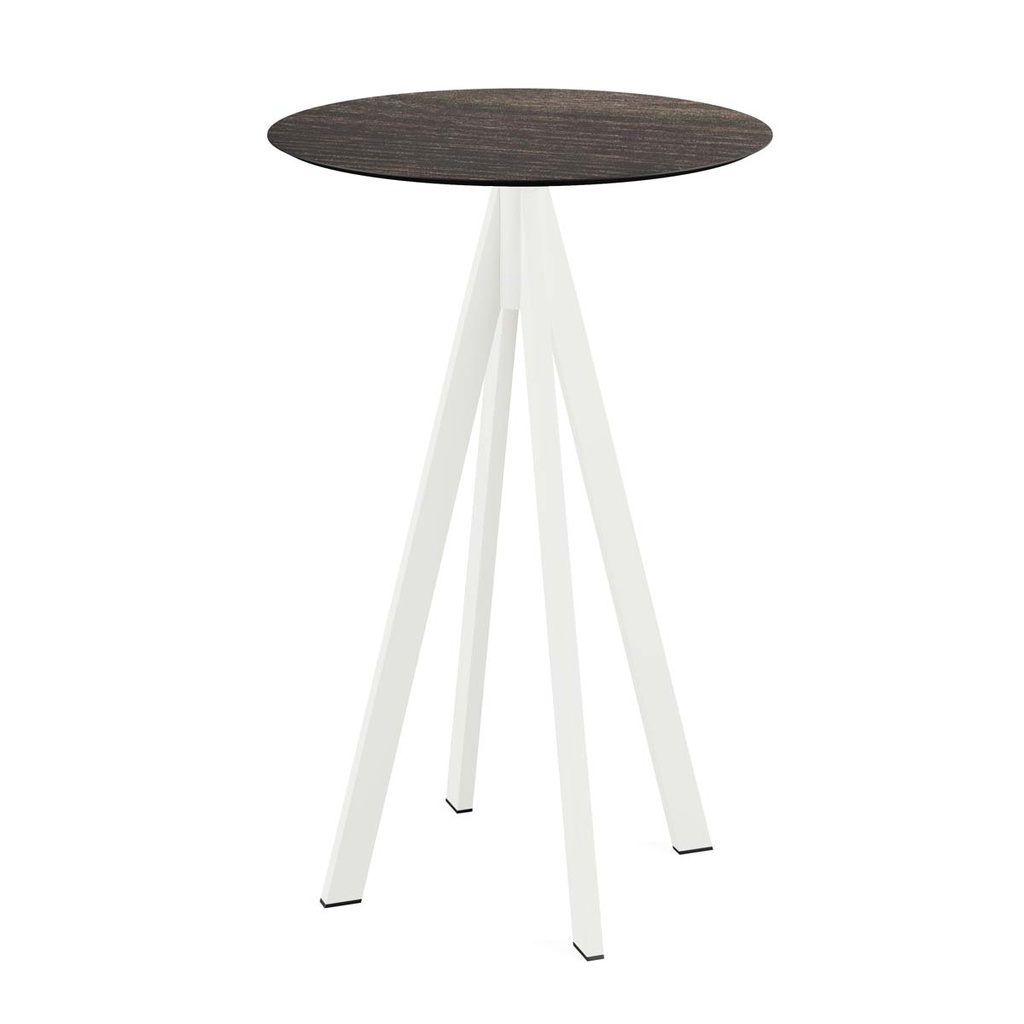 Infinity Standing Table White Frame - Riverwashed Wood HPL Ø70 cm