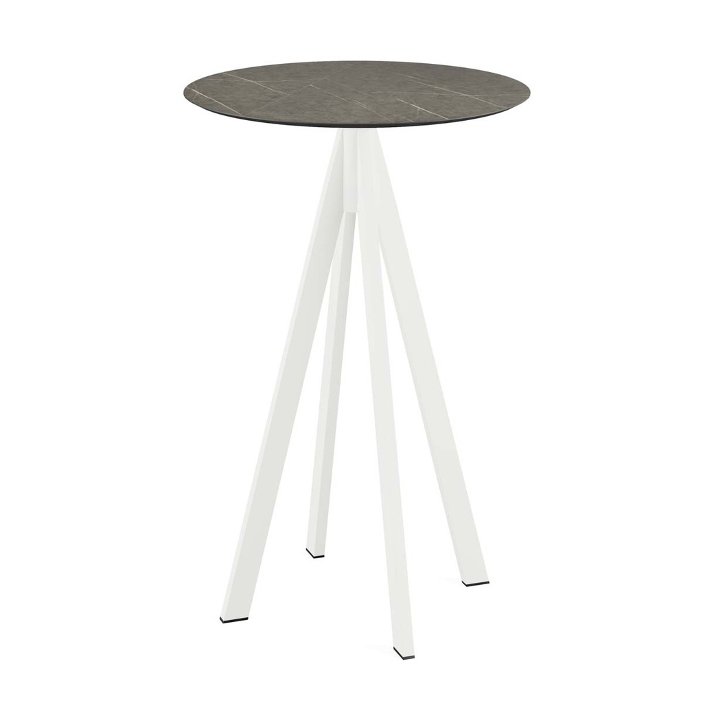 Infinity Standing Table White Frame - Midnight Marble HPL Ø70 cm