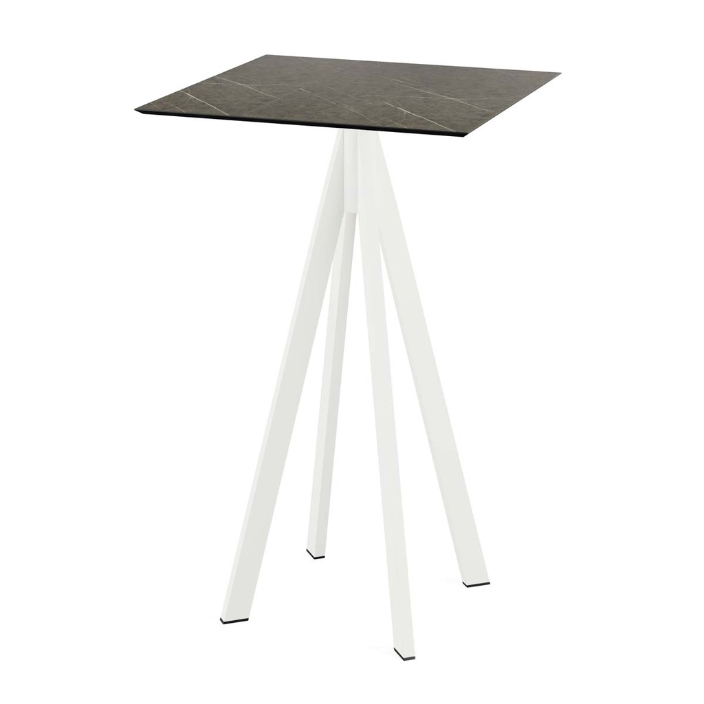 Infinity Standing Table White Frame - Midnight Marble HPL 70x70 cm