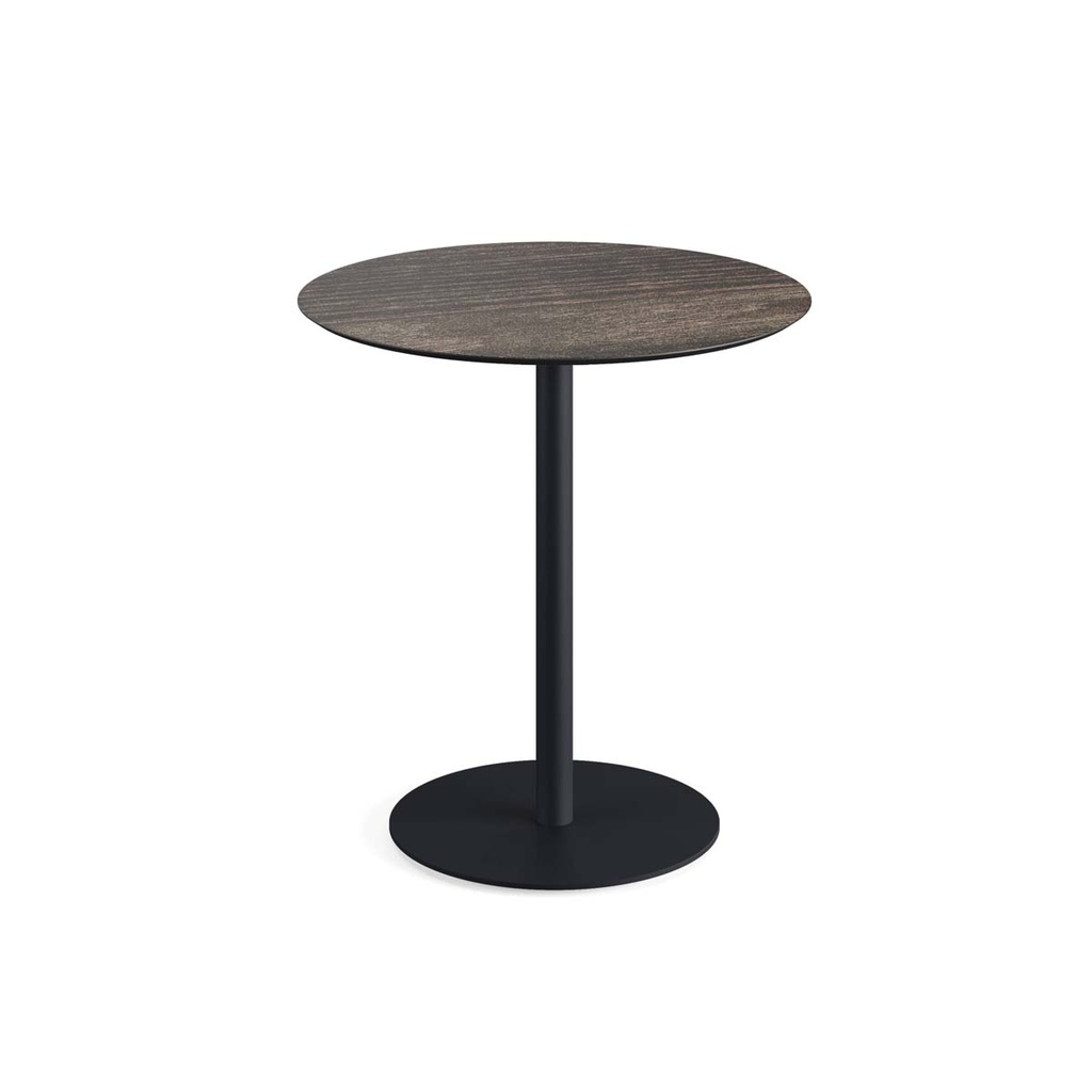 Urban Terrace Table Black Frame - Riverwashed Wood HPL Ø70 cm