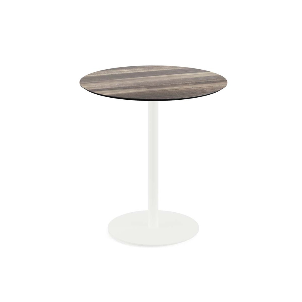 Urban Terrace Table White Frame - Tropical Wood HPL Ø70 cm