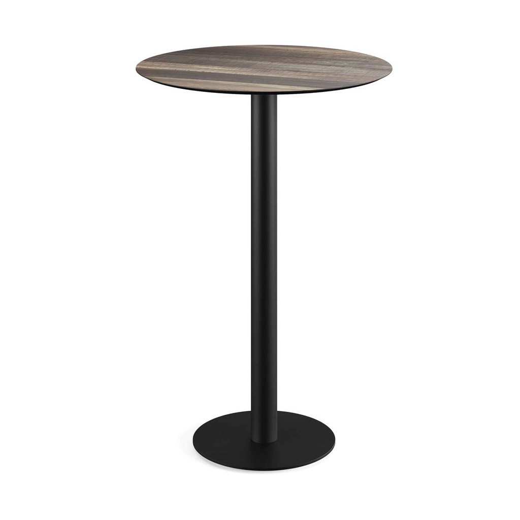 Urban Standing Table Black Frame - Tropical Wood HPL Ø70 cm