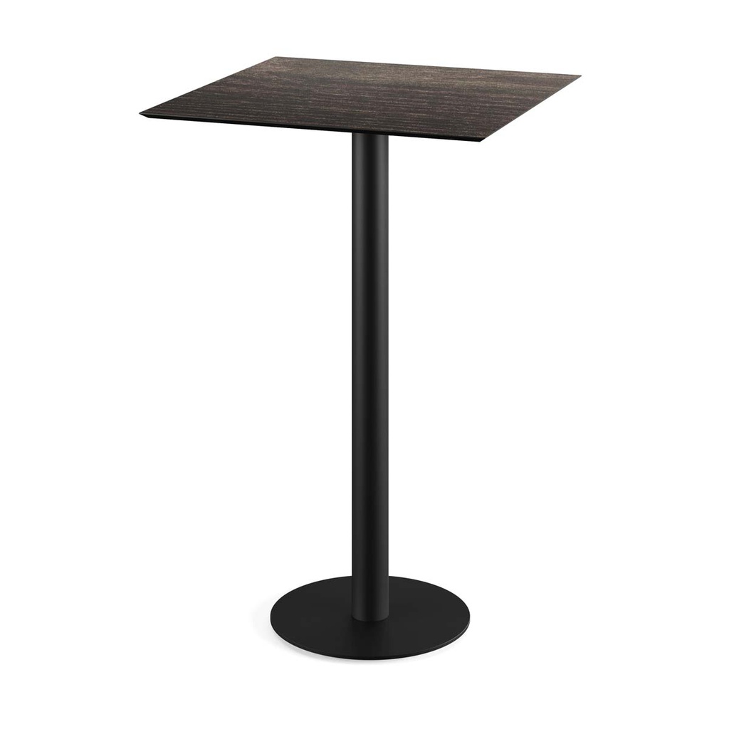Urban Standing Table Black Frame - Riverwashed Wood HPL 70x70 cm